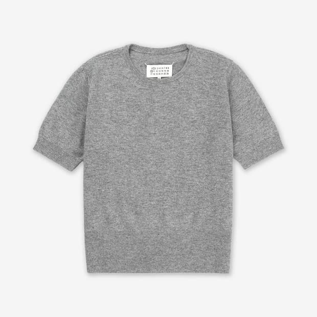 메종마르지엘라 4 스티치 램스울 반소매 니트 - 미디움 그레이