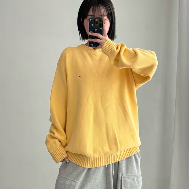 타미힐피거 옐로우 니트