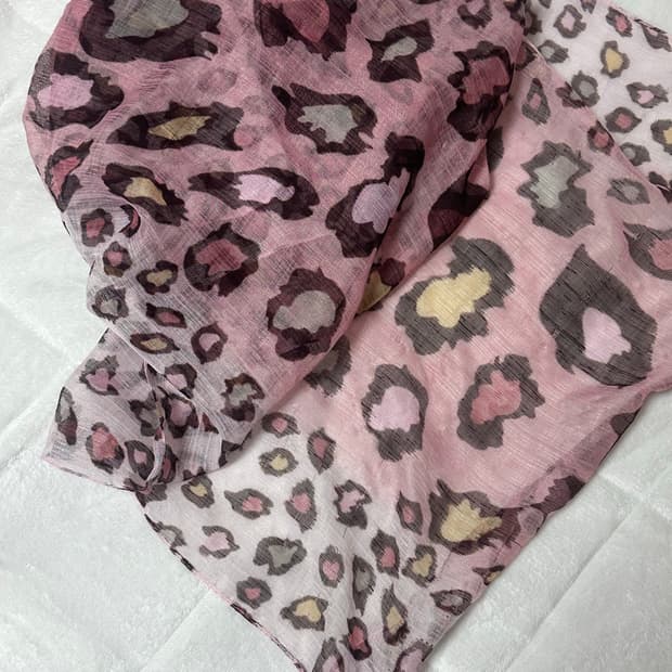 갸루 핑크 호피 쉬폰 스카프 