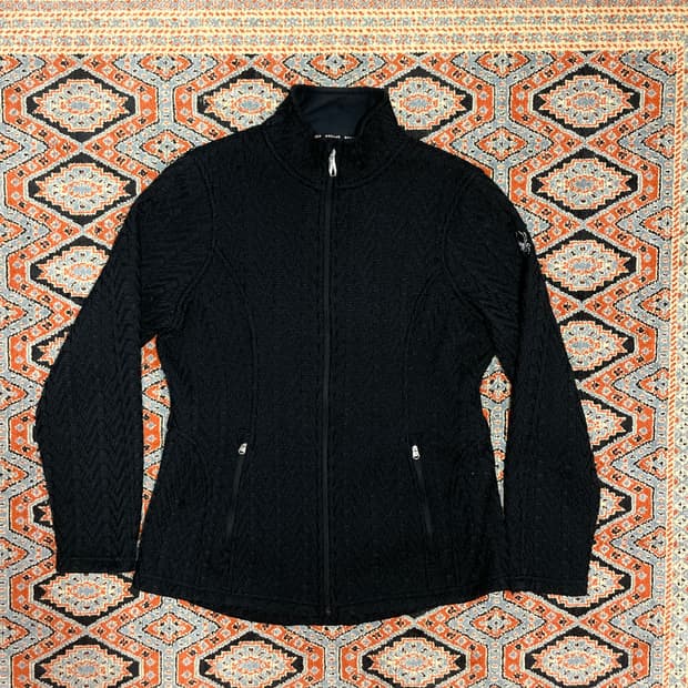  스파이더 블랙 플리스 니트 집업져지 여성L