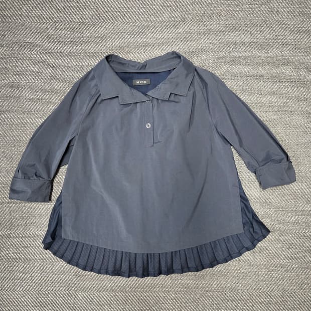 한섬 마인 MINE 칠부소매 플리츠 블라우스