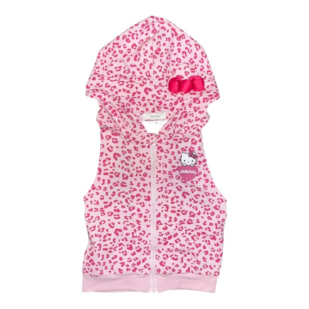 헬로키티 고양이 귀 핑크호피 후드 탑 나시 집업 키치갸루y2k