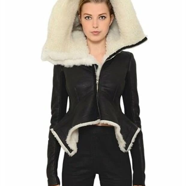 릭오웬스 16FW MASTODON 후디드 시어링 바이커 무스탕 자켓 42