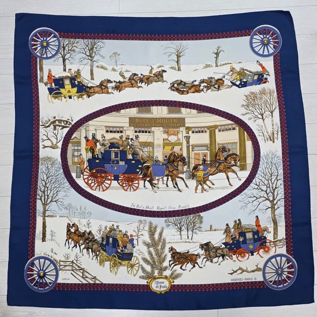 에르메스 까레 90 L'Hiver En Poste (겨울우편마차) 스카프