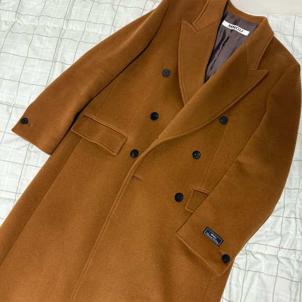 mngu 카멜 롱코트