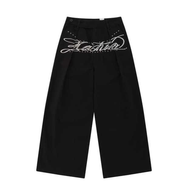 Kashiko Embroidered Pintuck Wide Pants