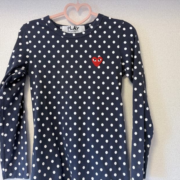 꼼데가르송 네이비 도트 티 S