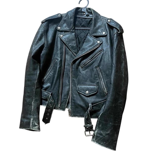 빈티지 키우 레더 더블 라이더 자켓