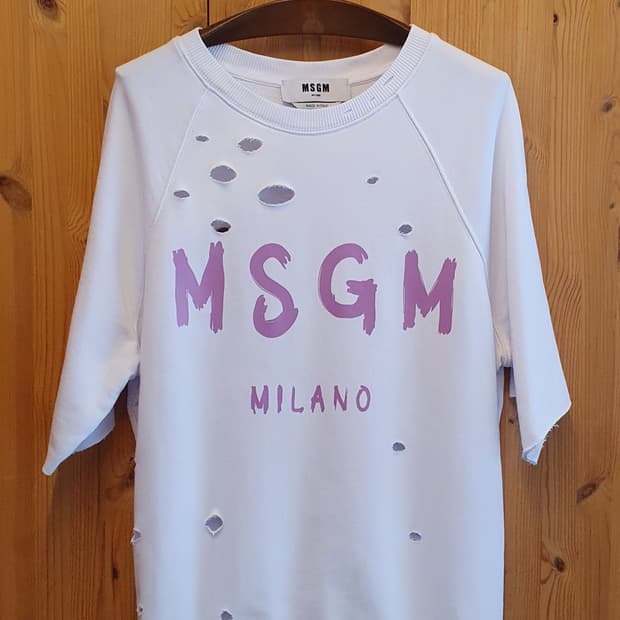 66/77.MSGM 펀칭 반팔 맨투맨 