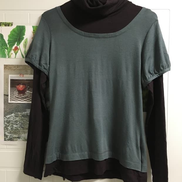 일본빈티지 레이어드 티셔츠 모리걸 홍콩핏 퍼프 하구미 아오이유우