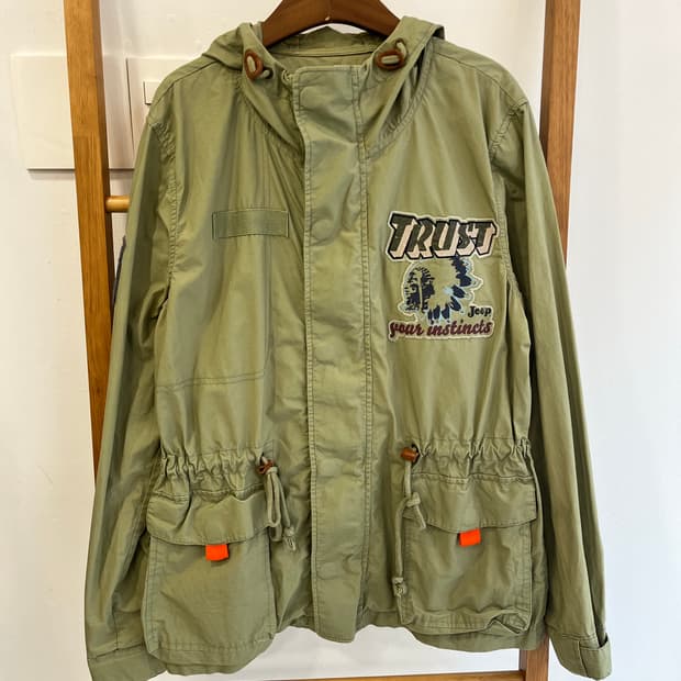 지프 아웃도어 와펜 후드 야상 자켓