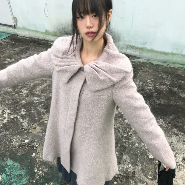 베이비핑크 리본 코트