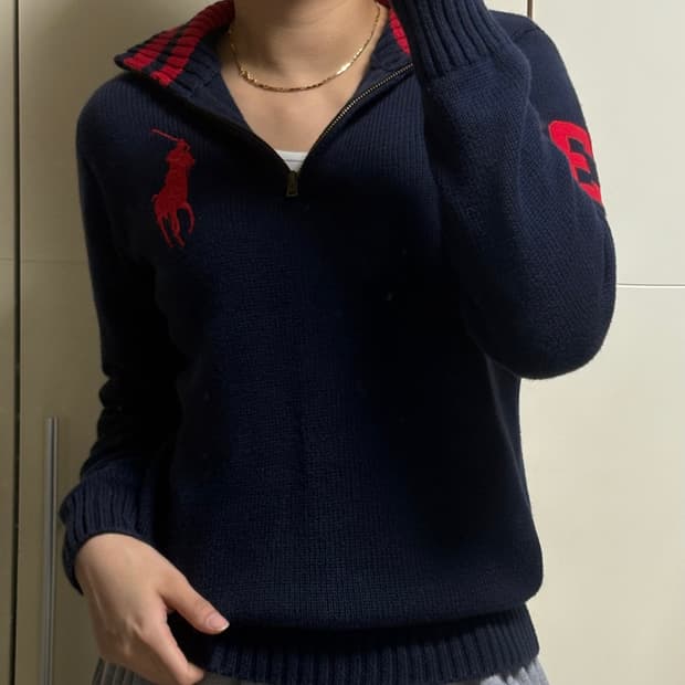폴로 랄프로렌 빅포니 반집업 니트