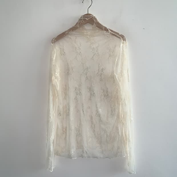 Lace high neck see through blouse t