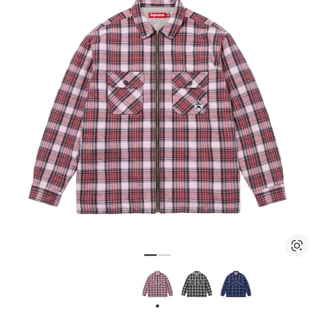 슈프림 써멀 라인드 집업 플란넬 셔츠 핑크 - 25FW