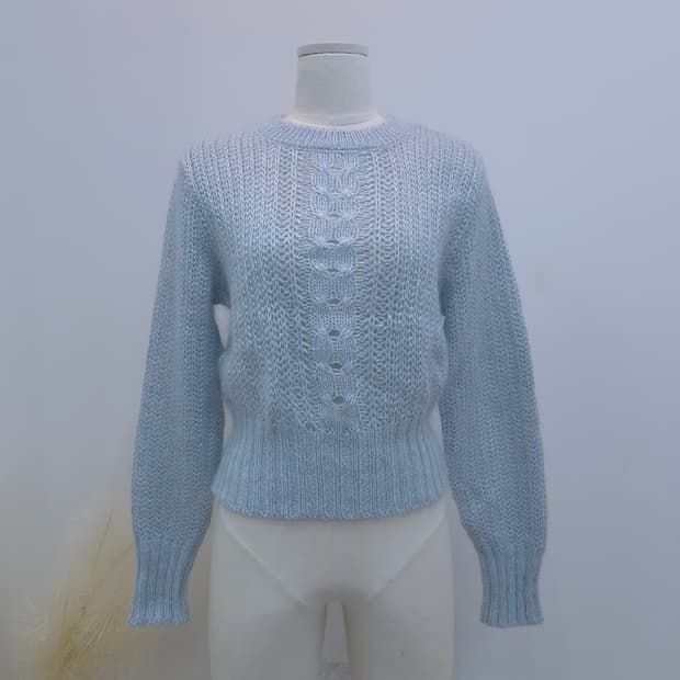 일본제 실크울  꽈배기 니트 스웨터