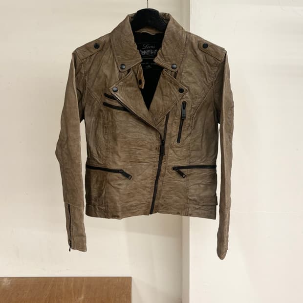 리바이스 브라운 모토 레더 자켓