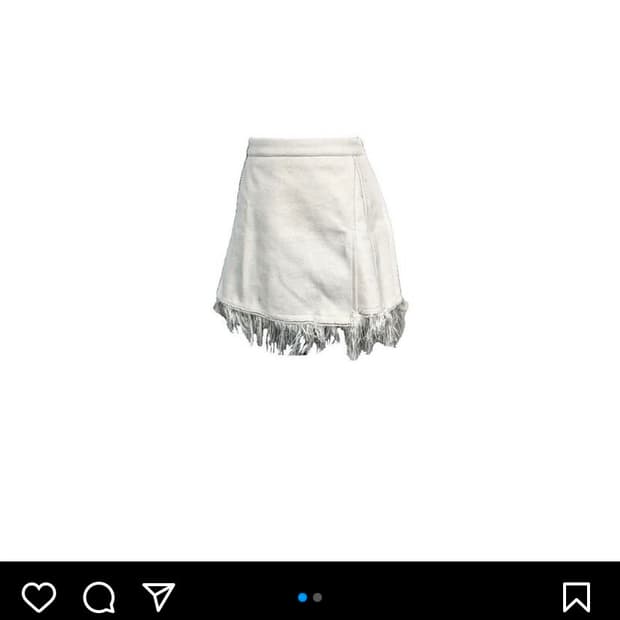 빈티지 테슬 울 미니 스커트 아이보리