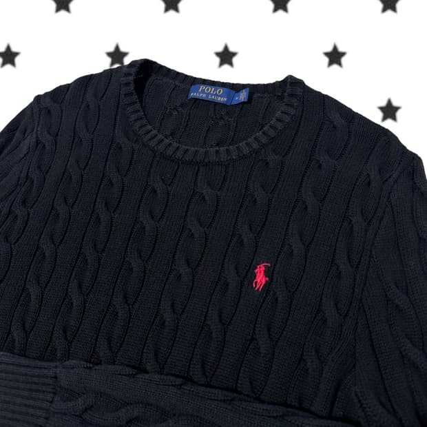 신형 폴로 랄프로렌 블랙 꽈배기 면니트