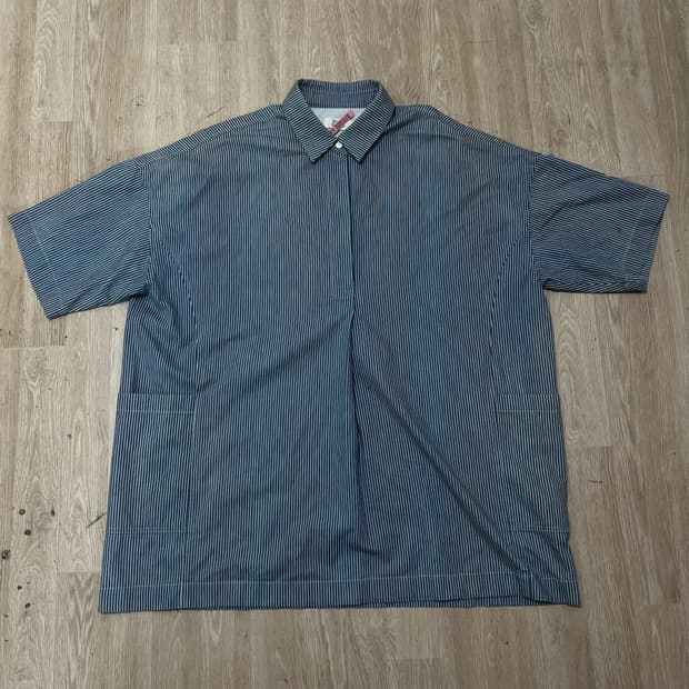 스튜디오 톰보이 여성 오버사이즈 스트라이프 반팔셔츠 FREE 