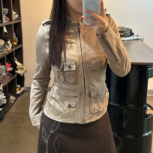 아비렉스 베이지 양가죽 자켓