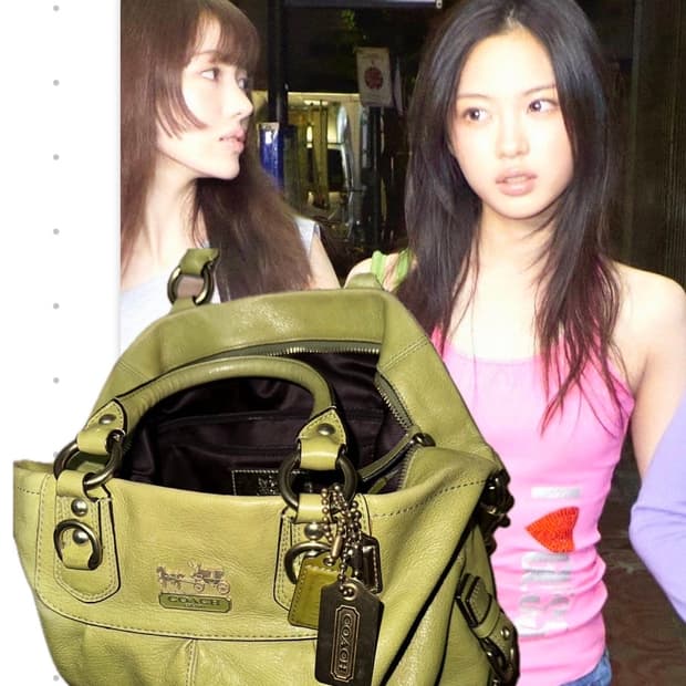 코치 Coach 토트백 숄더백 빈티지 라임 그린 브라운 y2k 두쫀쿠