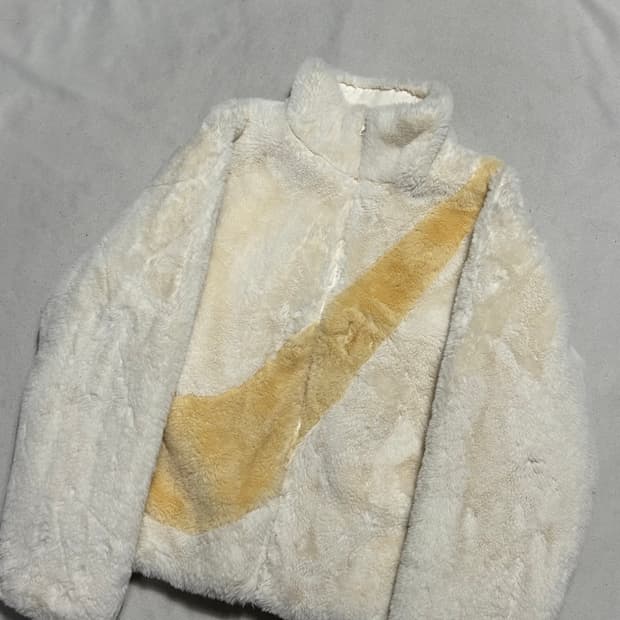 S 나이키 빅스우시 화이트 후리스 자켓