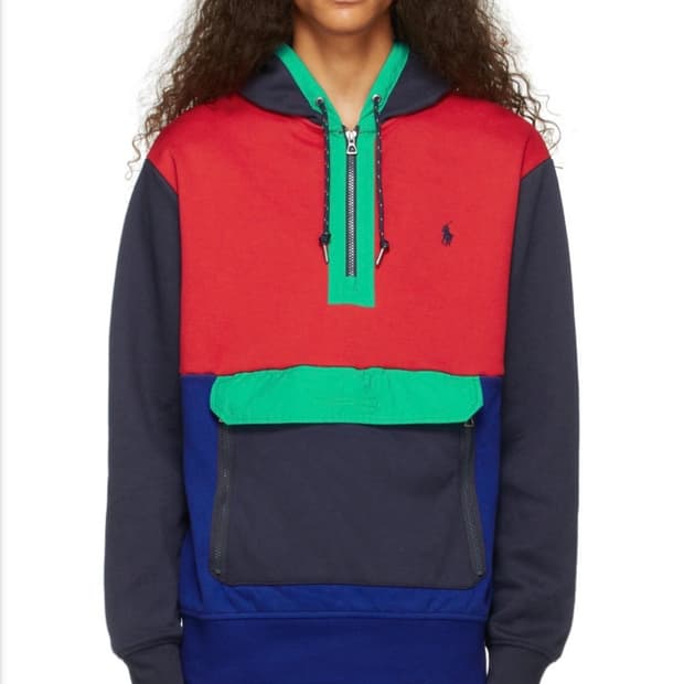폴로 랄프로렌 컬러블록 아노락 후드티