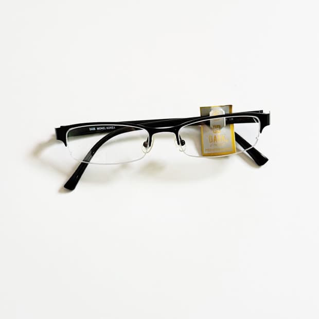 90s DARK 블랙 메탈 반무테 스퀘어 빈티지 안경