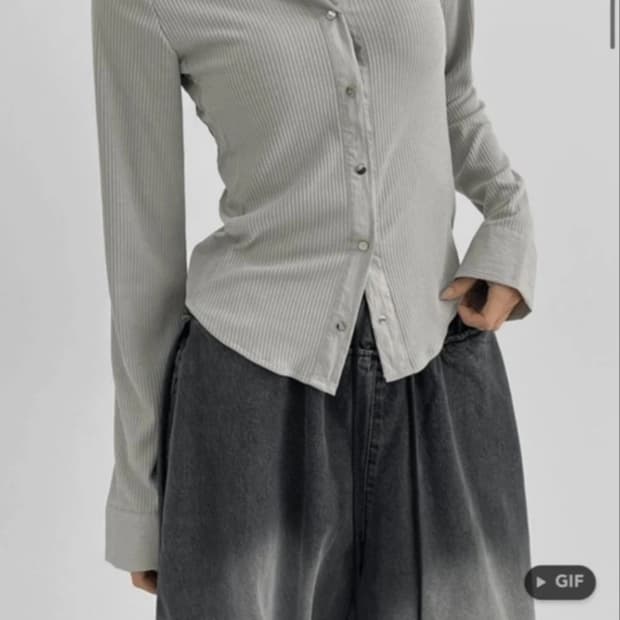 블랙업 쏘렝 골지 배색 버튼 셔츠