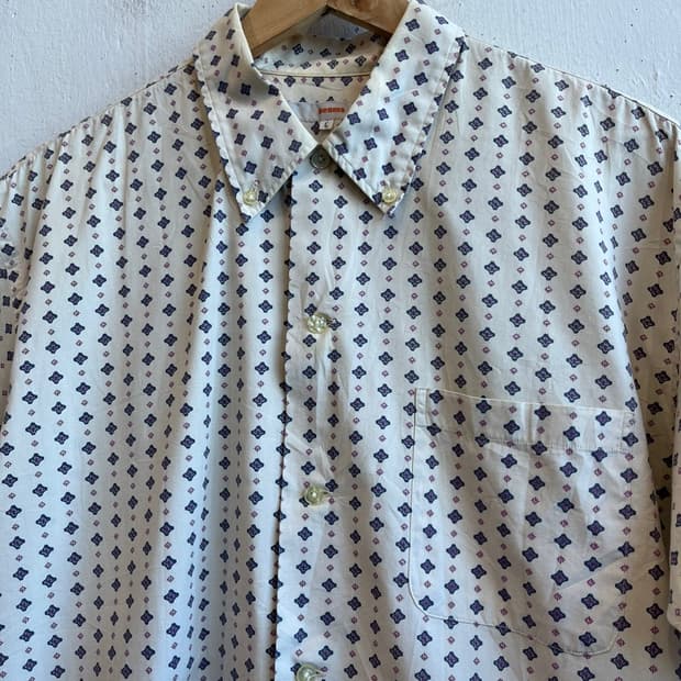 BEAMS 빔즈 패턴 하프 셔츠 Made in JAPAN