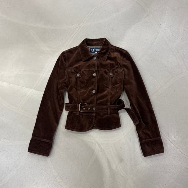 아르마니 진스 벨티드 벨벳 자켓 38