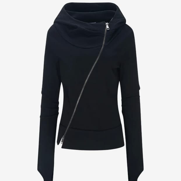 플리즈노팔로우 에디 언발 하이넥 후드집업