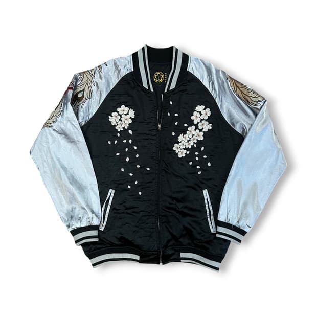 봉황 자수 새틴 스카잔