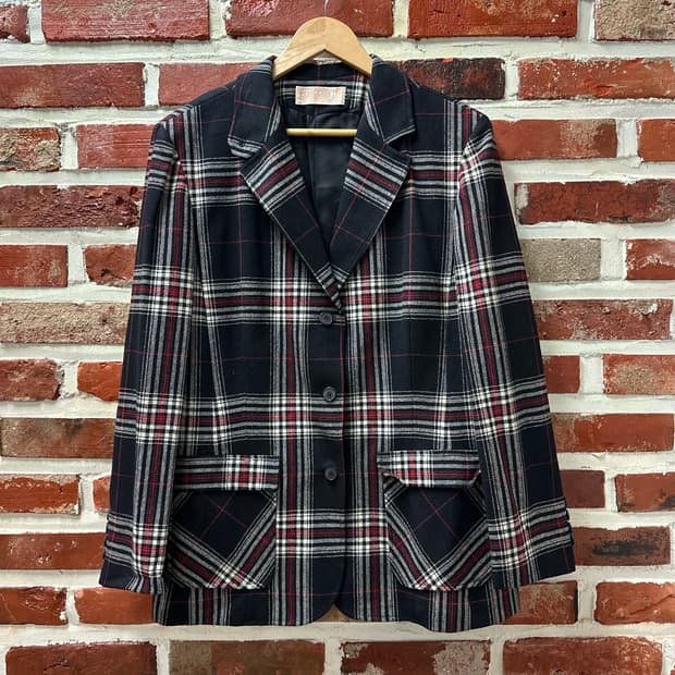 (OS)70-80s 펜들턴 타탄체크 버진울 블레이저