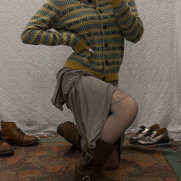 빈티지 보헤미안 노르딕 코지 단추 니트 가디건 K0110