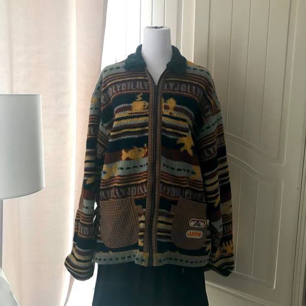 빈티지 보헤미안st 뽀글 카라 후리스 자켓 M