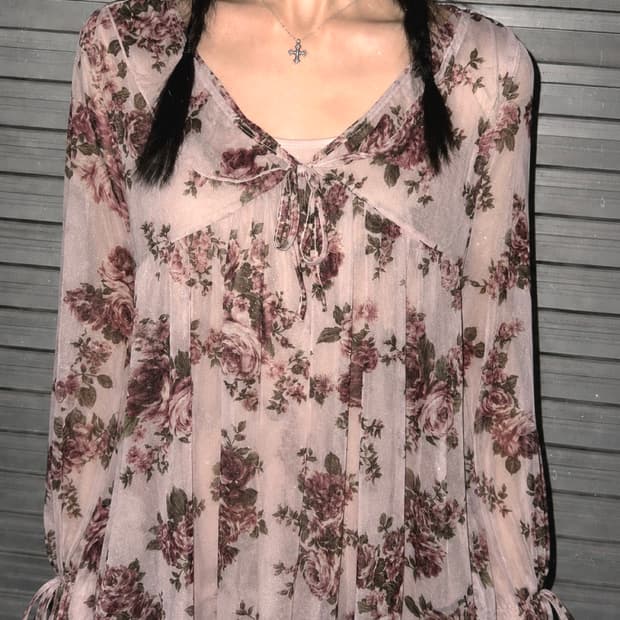 rosa cheri 로사체리 로즈 프릴 리본 블라우스 앤틱페어리모리걸히메