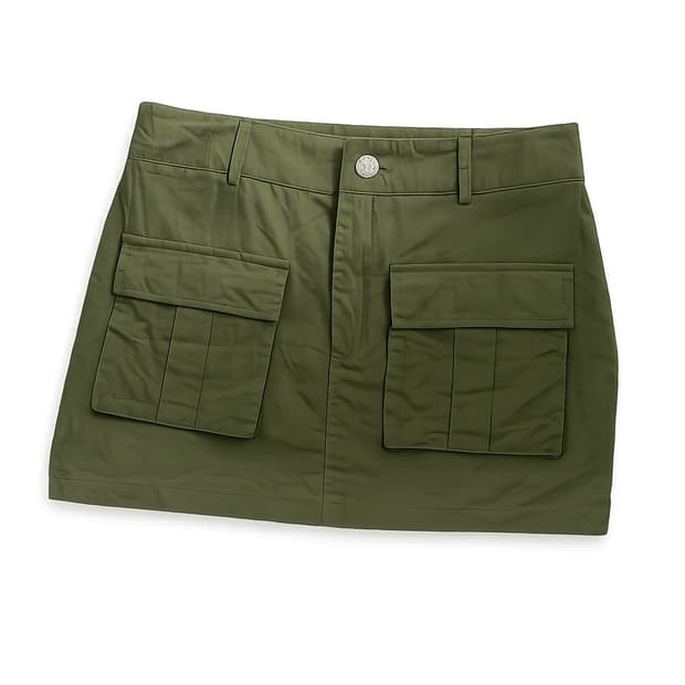 카키 유틸리티 카고 미니스커트