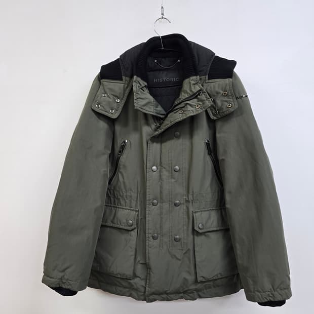히스토릭 상태좋은 니팅넥라인 구스 패딩 카키