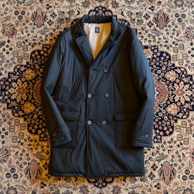 일레븐티 더블 브레스티드 패딩 코트 슬림100