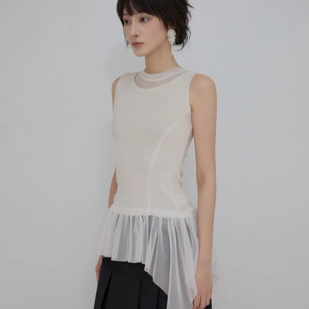 플레어업 레이어드 레이스 슬리브리스 크림 2