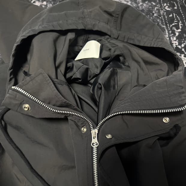 Dark Gray Nylon Long Jacket