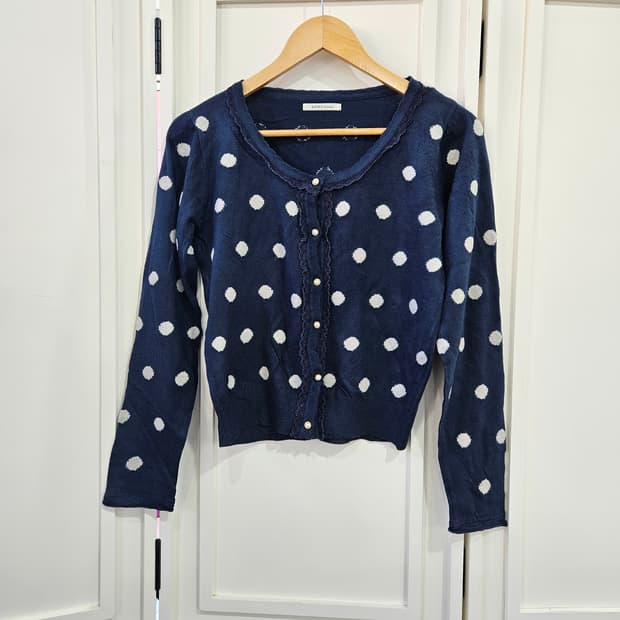 axes femme 도트 니트 가디건
