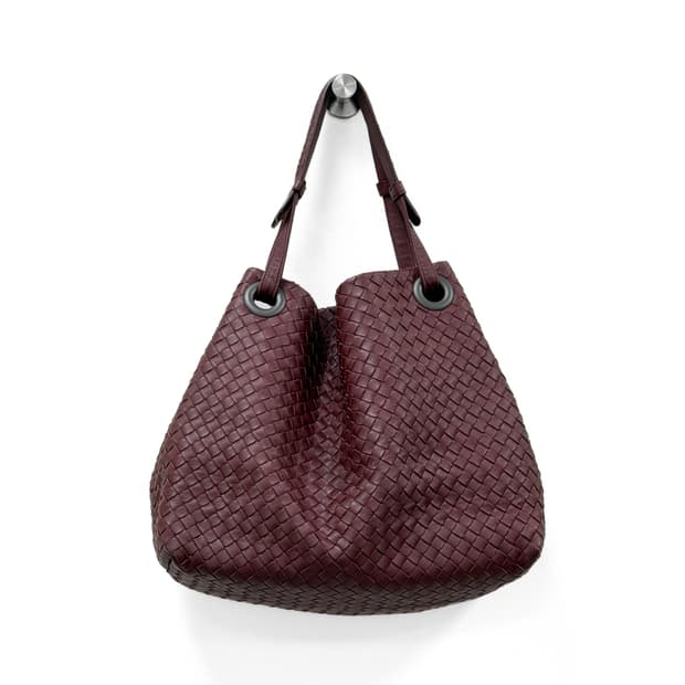 보테가베네타 인트레치아토 레더 호보백 버건디