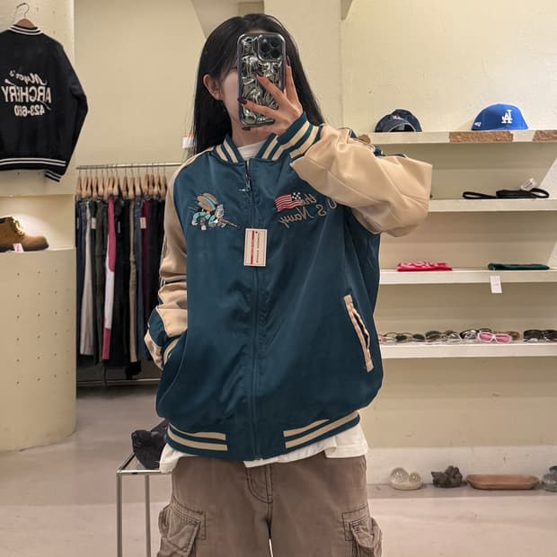 U.S. Navy 자수 리버시블 스카쟌 자켓 U1207