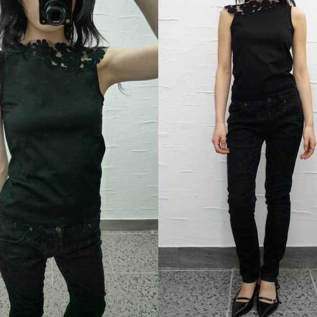 black lace sleeveless