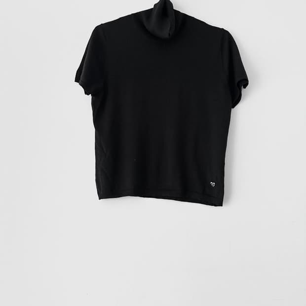 High neck half knit / black