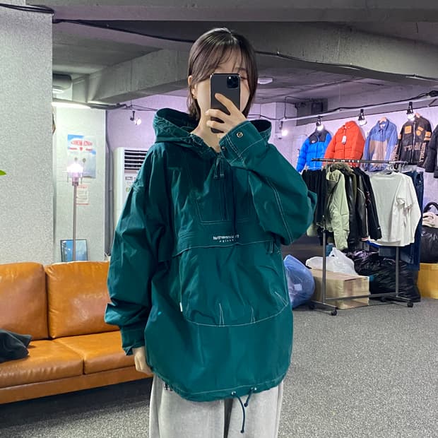 디스이즈네버댓 스티치 하프집업 후디드 아노락 B4323 