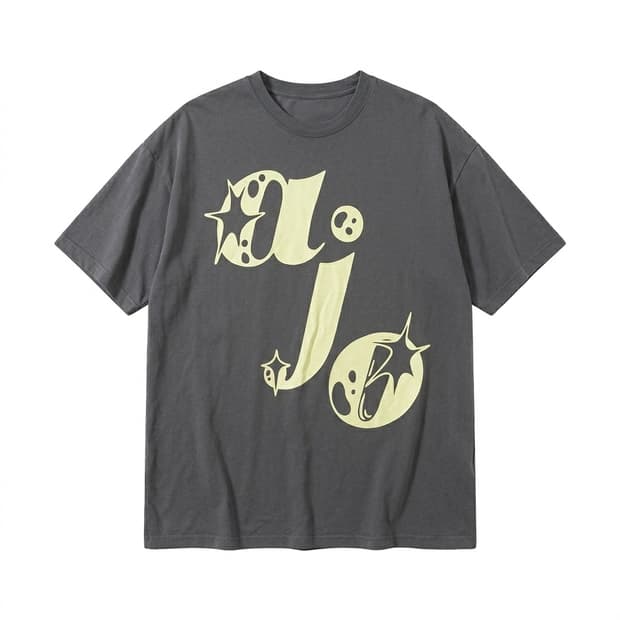 Ajobyajo 그레이 그래픽 반팔티